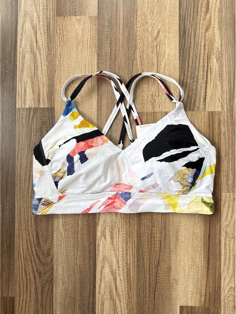 NWT Calia Abstract Print Bikini Top XL Strappy Artsy Swim Top